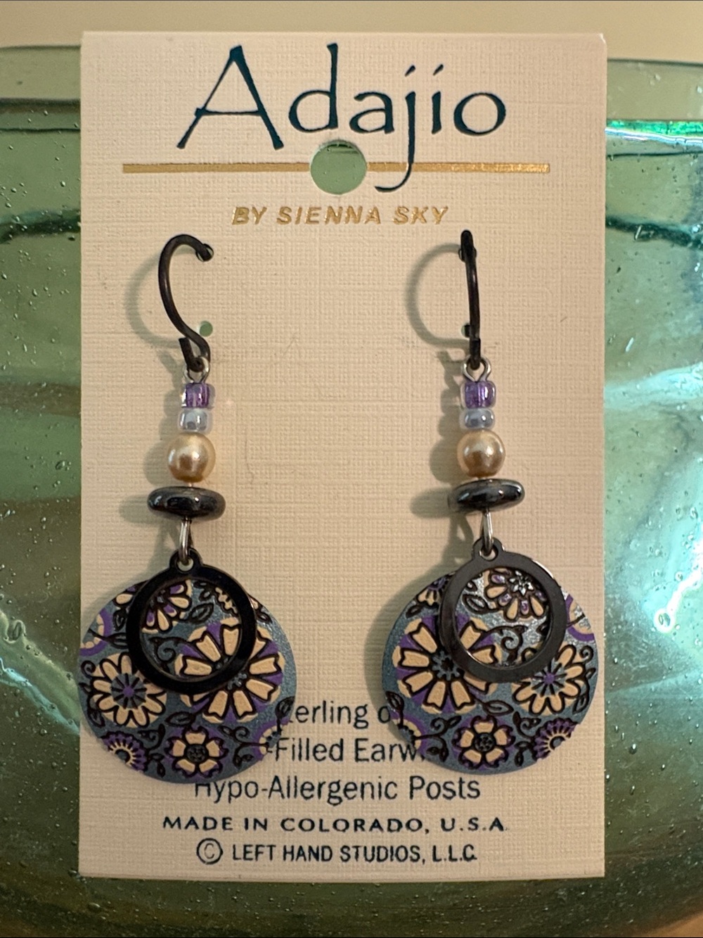 Adajio - Sienna Sky- Floral Dangle Earrings in blue tones